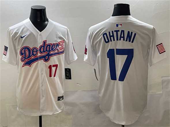 Men's Los Angeles Dodgers #17 Shohei Ohtani White With American Flag Patch Limited Stitched Jersey,We sell and wholesale Men's Los Angeles Dodgers #17 Shohei Ohtani White With American Flag Patch Limited Stitched Jersey on line form chian!